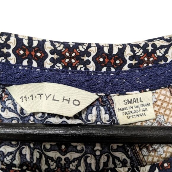 Anthropologie 11.1.TYLHO Mosaic Tile Peasant Popover Top S - Picture 3 of 6